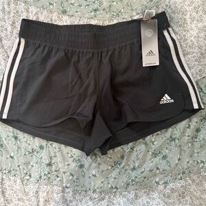 Adidas Women's Black Athletic Shorts with White Stripes